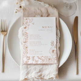 Menu Floral Line Art Terracotta Wedding