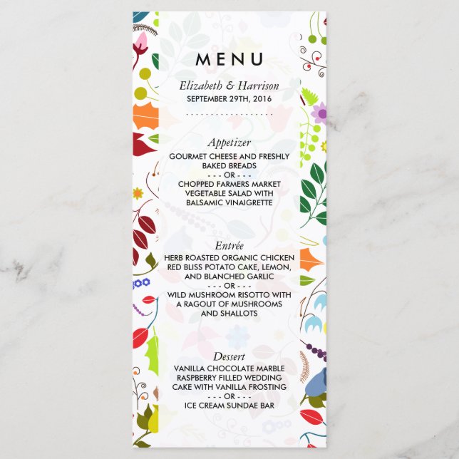 Menu Floral Modern Boho Chic (Frente)