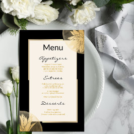 Menu Floral Moderno Dourado Dusty Blue