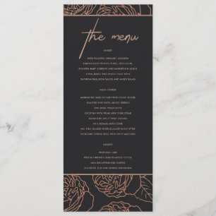 MENU FLORAL PRETO DOURADO DO PINK AZUL DO ELEGANTE