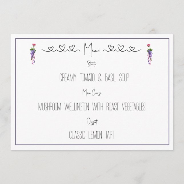 Menu Floral rosa e roxo  (Frente)