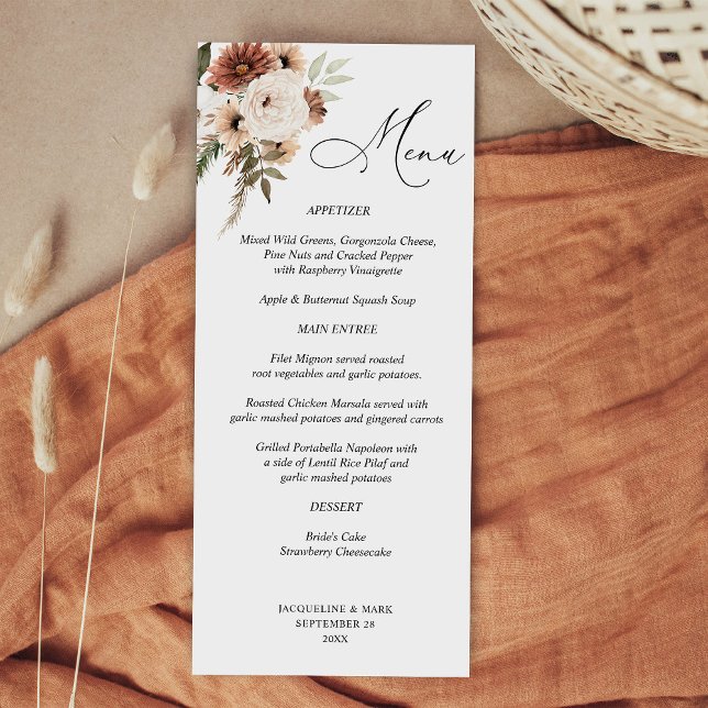 Menu Floral Rustic Neutral Boho (Criador carregado)
