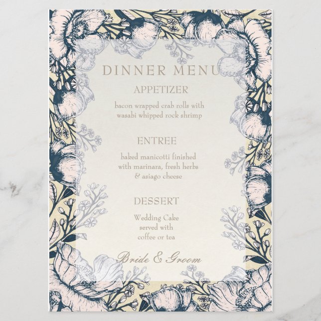 Menu Floral Rustic Vintage Flower (Frente)