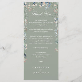 Menu Floral Sage Green Wedding Obrigado Place Card