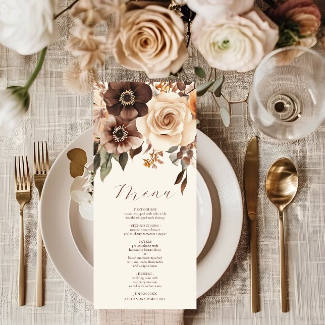 Menu Floral Terracotta Wedding (Criador carregado)