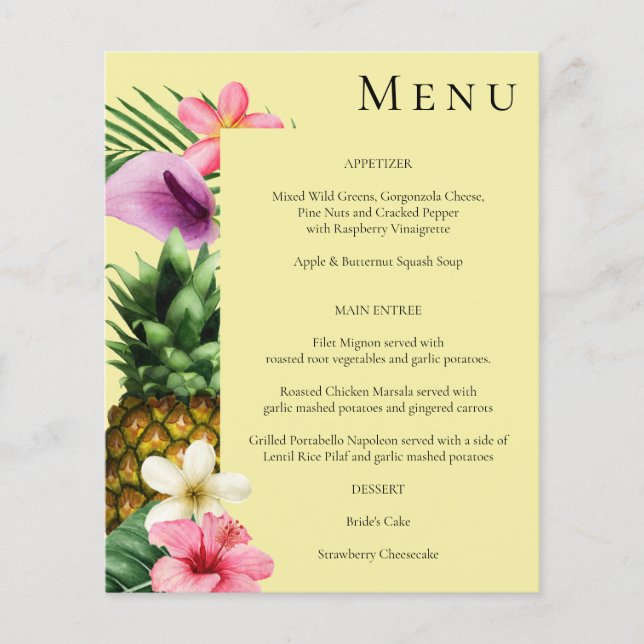 Menu Floral Tropical Havaiana - Amarelo (Frente)