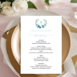 Menu Floral Wreath Baptism de Boy Azul