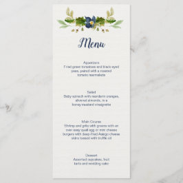 Menu Flores Azuis Rústicas Bolotas Folhas de Carvalho C