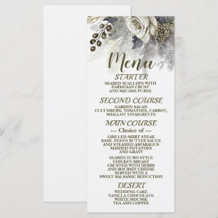 Menu Flores brancas do Ouro de prata festa de casamento