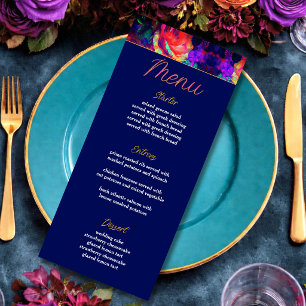 Menu Flores coloridas brilhantes chiques casamento