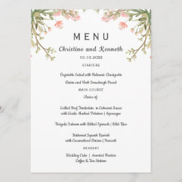 Menu Flores cor-de-rosa deliciosas Casamento ou Partido