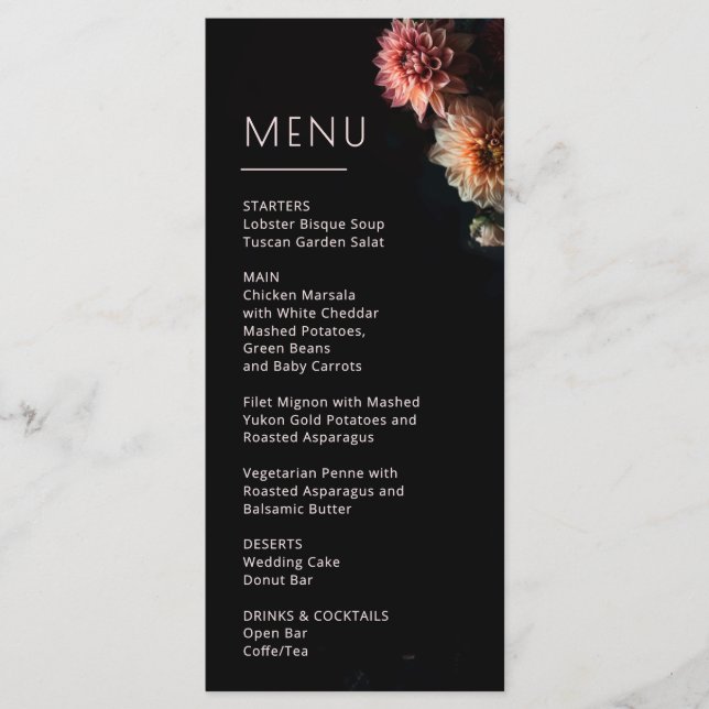 Menu Flores de Crisântemo Sombrio e Temperamentais para (Frente)