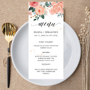 Menu Flores de Outono em Aquarela Boho