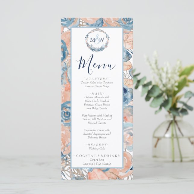 Menu Flores de Seashell de Praia Náutica (Em pé/Frente)