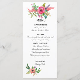 Menu Flores doces e românticas da aguarela