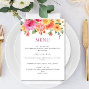 Menu Flores Festivas Brilhantes Chá de panela de Citros