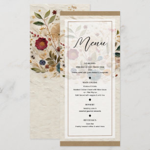 Menu Flores Prensadas da Imprensa do Jardim Caprichoso