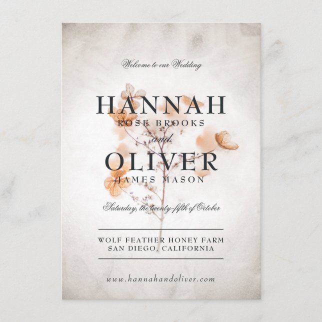 Menu Flores Prensadas Estilo Vintage | Cardápio de Casa (Frente)