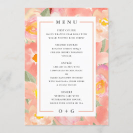 Menu Flores rosa do jardim. Casamento quic de luxo