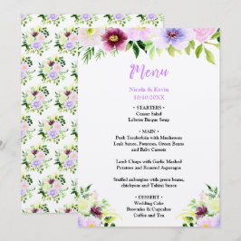 Menu Flores Roxas de Primavera com Folhagem