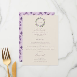 Menu Flores Russas De Aquarela Roxo