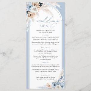 Menu Flores secas florais azuis poeirentas pampas