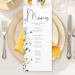 Menu Flores Silvestres e Margaridas Azuis empoeiradas R