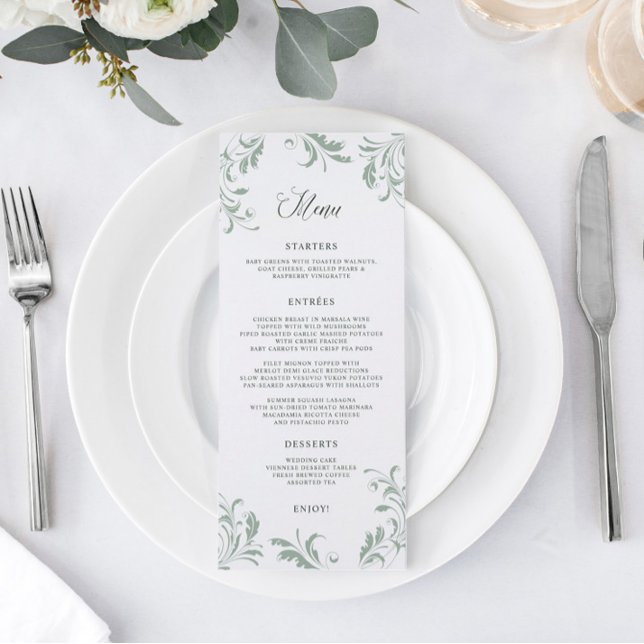 Menu Florescimento de Casamento Verde Sage Elegante (Criador carregado)