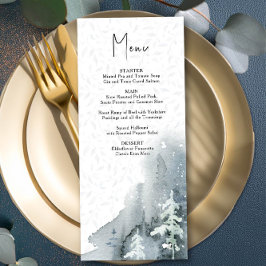 Menu Floresta de Neve com Aquarela Casamento no inverno