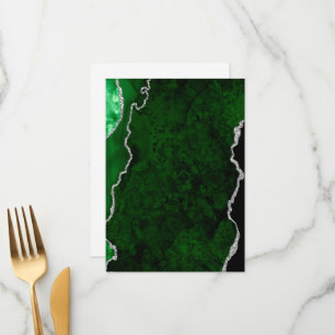 Menu Floresta Glamourosa Mármore Verde Chic Brilho Prat