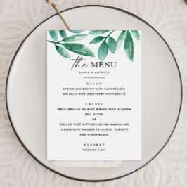 Menu Floresta verde de verão. Casamento botânico floral