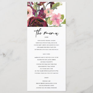 MENU FLORORAL DO ROSA DE ÁGUA BURGUNDY Dourado BLU