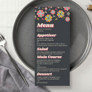 Menu Flower Power 70's Retro Groovy Wedding