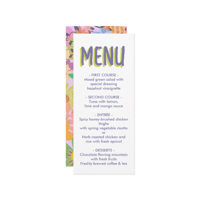 Menu Flower Wedding (Frente/Verso In Situ)