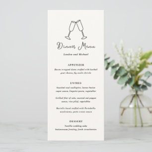 Menu Flutes Desenhadas à Mão Doodle Casamento Moderno