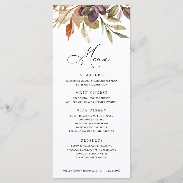 Menu Folga Folga Saída Bem-Suculta Ação de Graças (Frente)