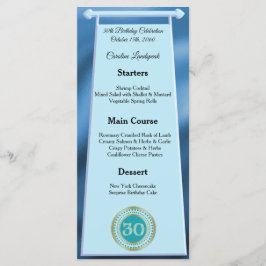 Menu Folha azul-clara de aniversário de 30 anos feliz