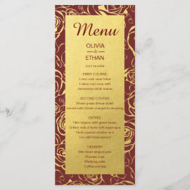 Menu Folha de Ouro Floral na Borgonha