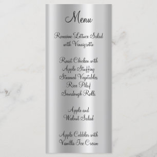 Menu Folha de Prata Escamosa brilhante Elegante
