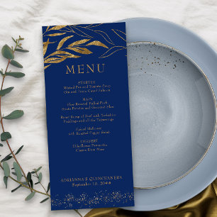 Menu Folha Dourada e Confetti Royal Blue