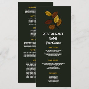 Menu Folha Rústica, Restaurante Slimline
