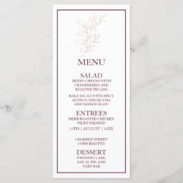Menu Folha simples, branca e rosa, limpa | Casamento Mo