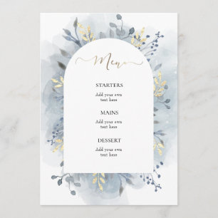 Menu folhagem azul aquarela