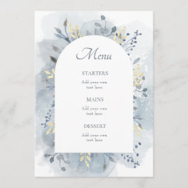 Menu folhagem de aquarela azul
