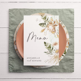 Menu Folhagem elegante botânica e moderna da boemia nat