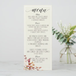 Menu Folhagem Floral de Queda de Aquarela