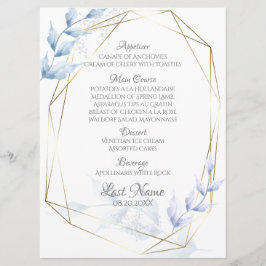 Menu Folhagem Lilática Azul Pálido, Elegante Moderno