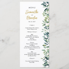 Menu Folhas botânicas elegantes e verdes Casamento