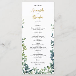 Menu Folhas de vegetação botânica Elegante Casamento
