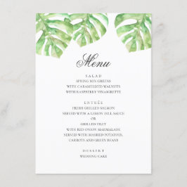 Menu Folhas verdes exóticas. Casamento tropical de verã